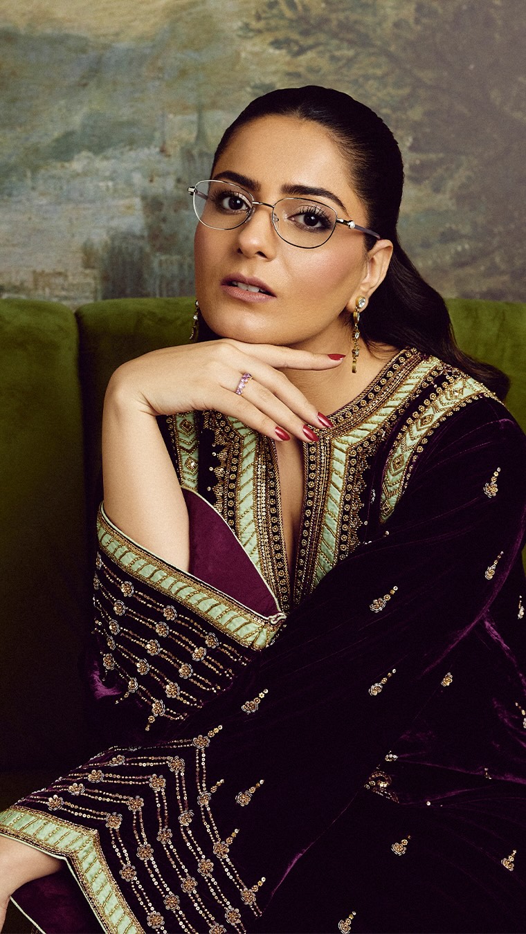 Instagram post by @surbhisethidua for John Jacobs Eyewear. Caption reads: Festive days, golden light, and my favorite....