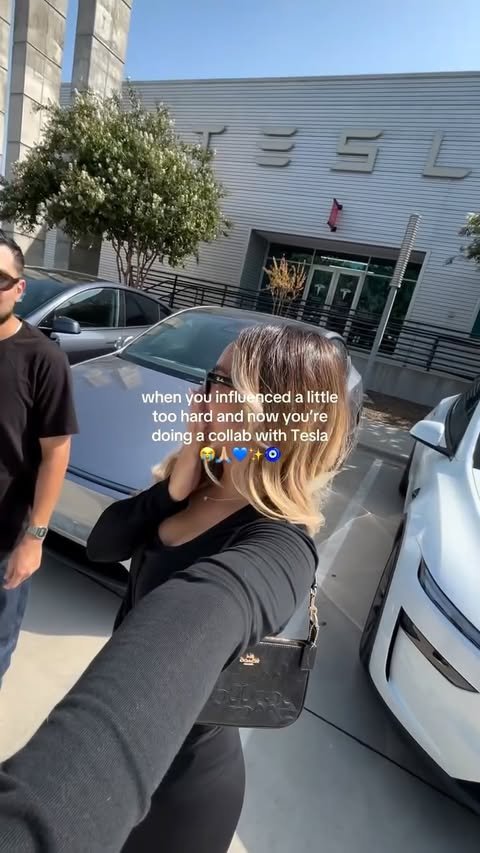 Instagram post by @denisseacna for Tesla. Caption reads: [...] #latinacontentcreator #dallastx #teslamodely....