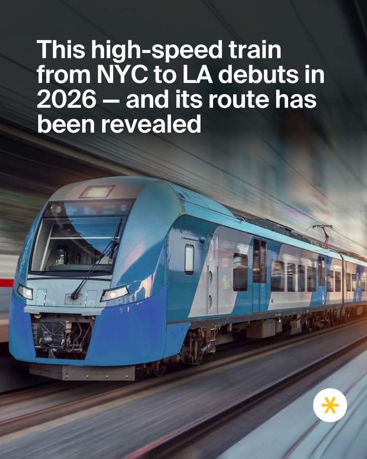 Instagram post by @secret.losangeles for Secret NYC. Caption reads: [LINK IN BIO] The high-speed, cross-country train....