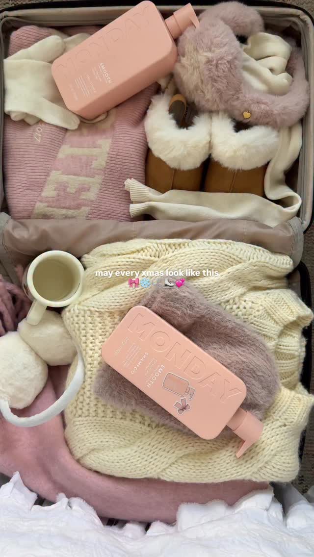 Instagram post by @emmasevilles for MONDAY Haircare. Caption reads: may every xmas have @mondayhaircare 🎀❄️.