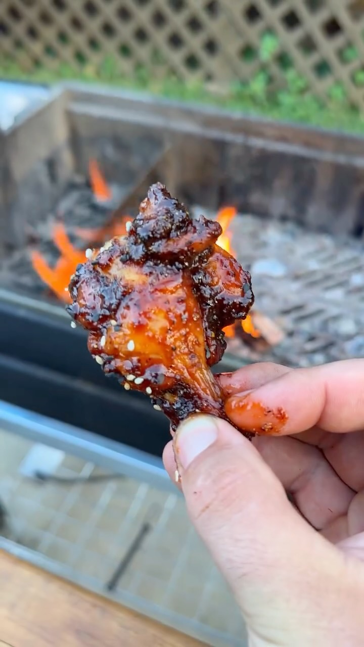 Instagram post by @overthefirecooking for Turtlebox. Caption reads: Honey Korean BBQ Wings with @turtleboxaudio 🍗🔥....