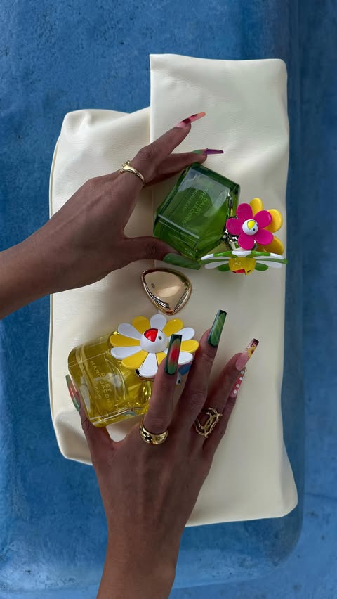 Instagram post by @jayarenford for Marc Jacobs Fragrances. Caption reads: [...] Murakami Collection is that girl....