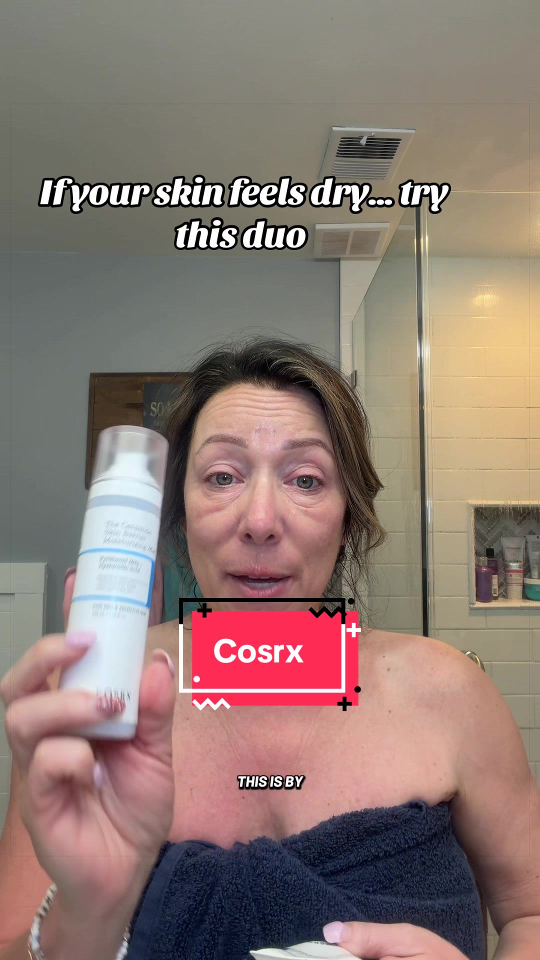 TikTok post by @cathy_alwaysanadventure for COSRX. Caption reads: COSRX ceramide mist and moisturizer [...].