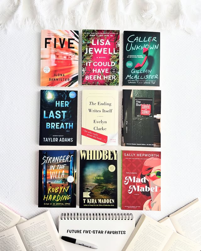 Instagram post by @suspenseisthrillingme for Crown Publishing. Caption reads: 🤩 FUTURE FIVE-STAR FAVORITES FRIDAY 🤩 Have you....