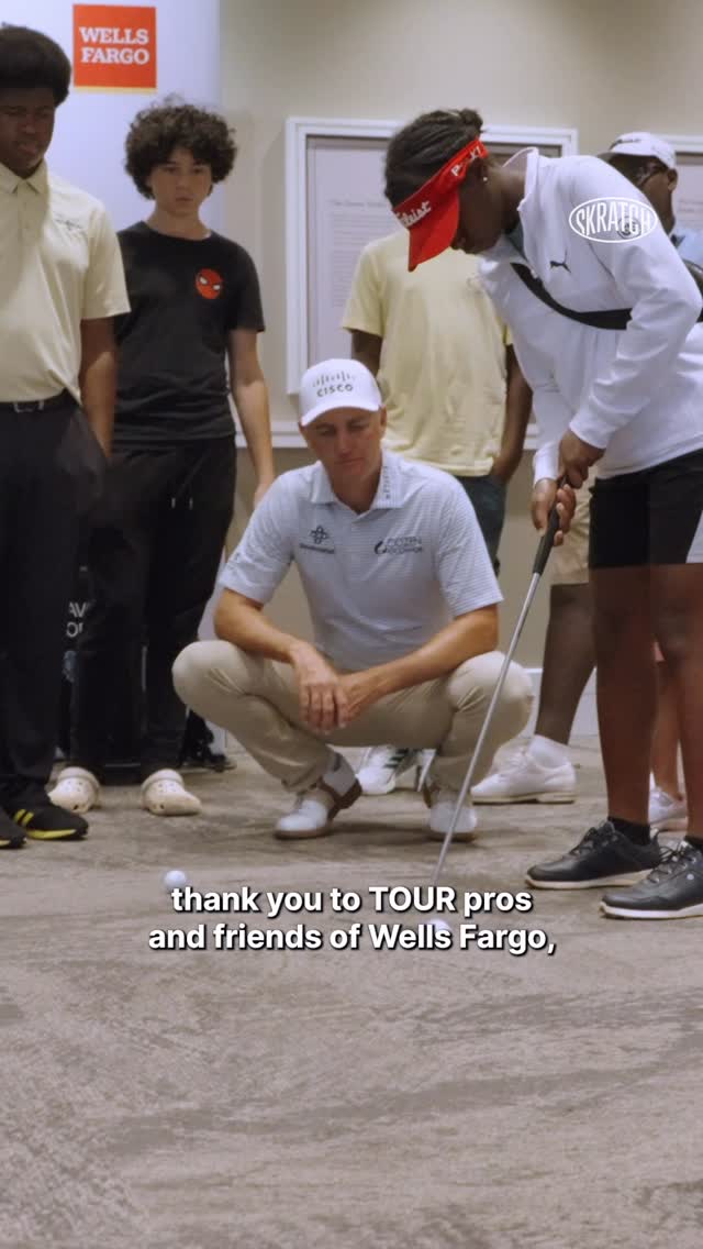 Instagram post by @addie_parker for Wells Fargo. Caption reads: Young golfers everywhere should take note of the....