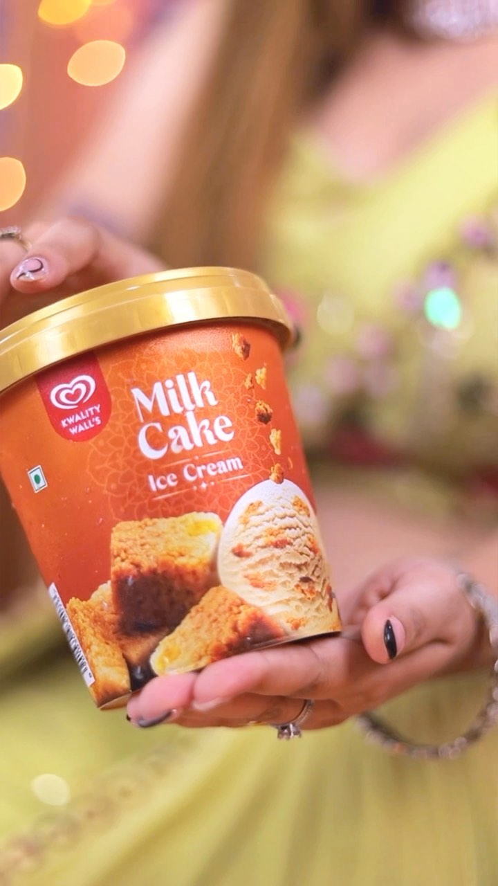 Instagram post by @muskanaggarwalofficial for Kwality Wall's. Caption reads: It’s Mithai. It’s Ice cream, too. This festive....