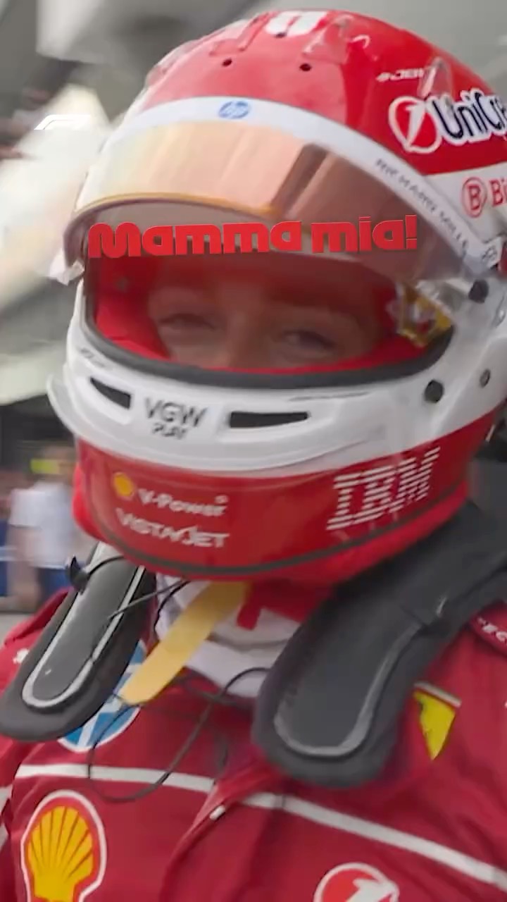 Instagram post by @charles_leclerc for FORMULA 1®. Caption reads: MAMMA MIA! P1! 🔥

Pole for @charles_leclerc in....
