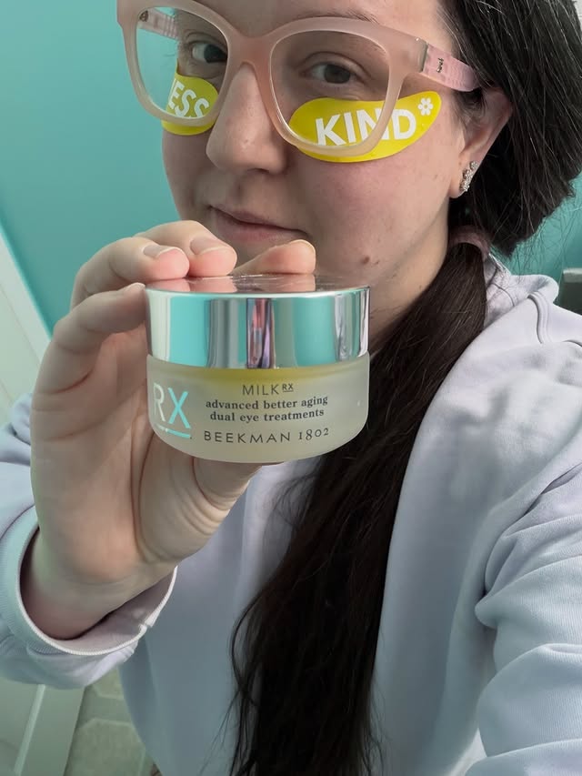 Instagram post by @staceykashkash for Beekman 1802. Caption reads: @beekman1802 Milk RX Advanced Better Aging Dual....