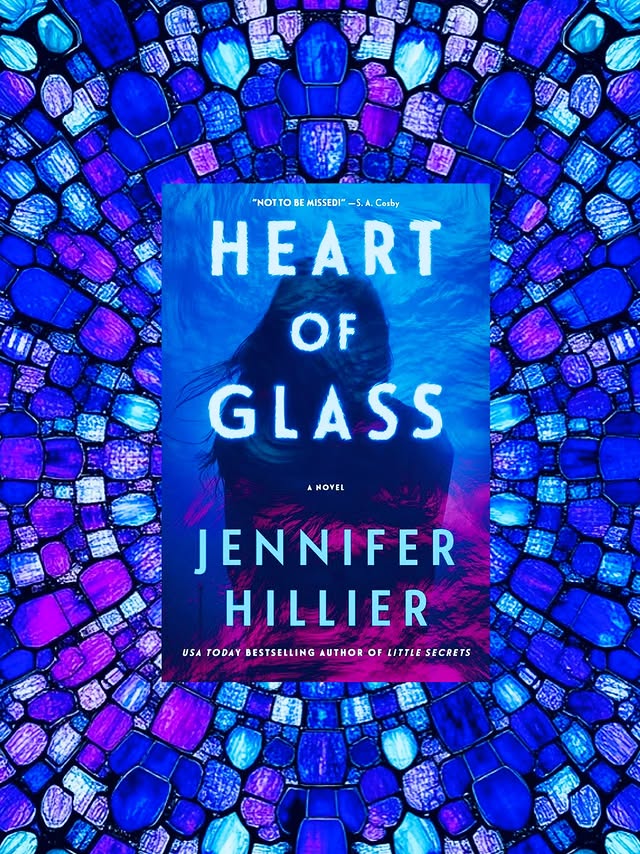 Instagram post by @palo.santo.and.pages for Macmillan Audio. Caption reads: 🎡Heart of Glass by Jennifer Hillier....