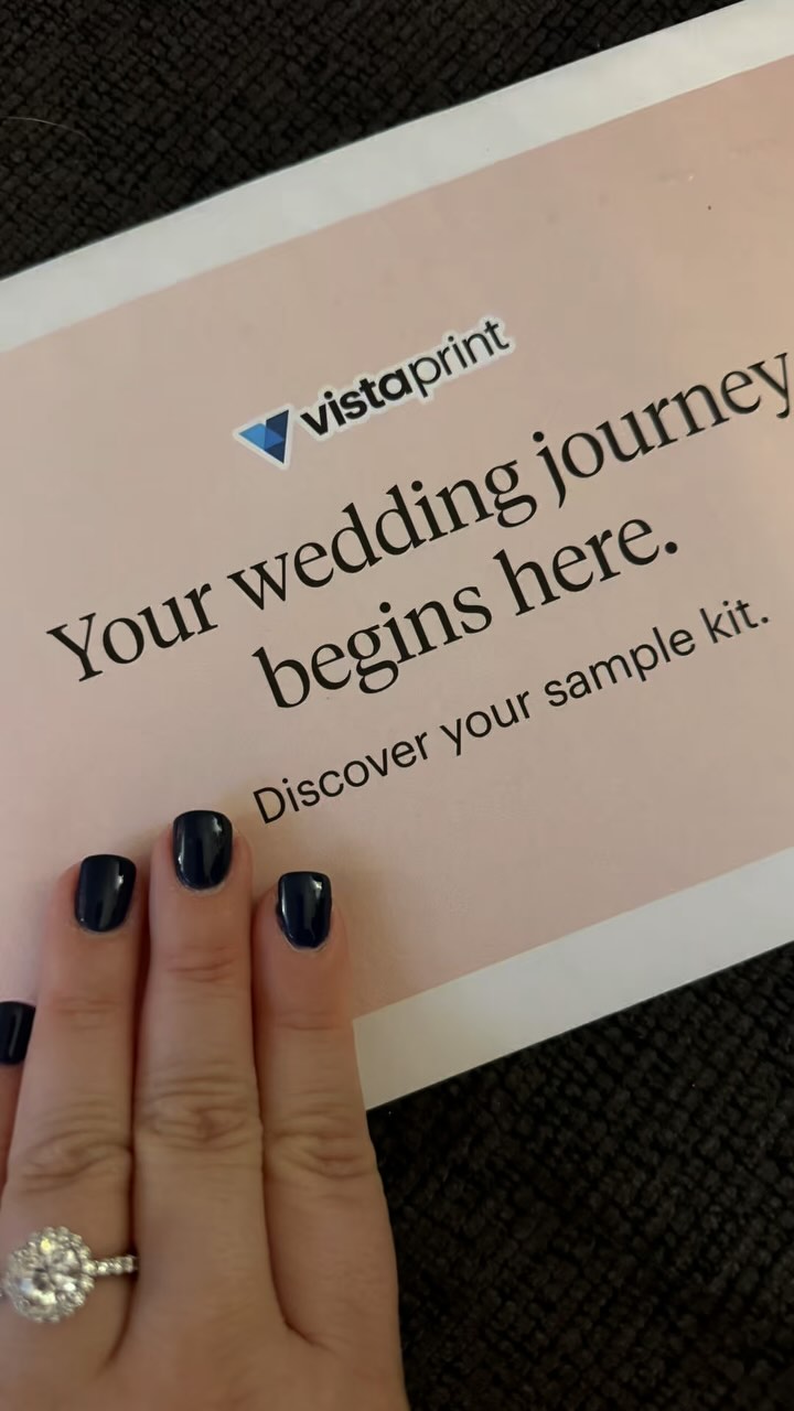Instagram post by @foodiefun_adventures for VistaPrint. Caption reads: Can’t wait to create & send out my wedding save....