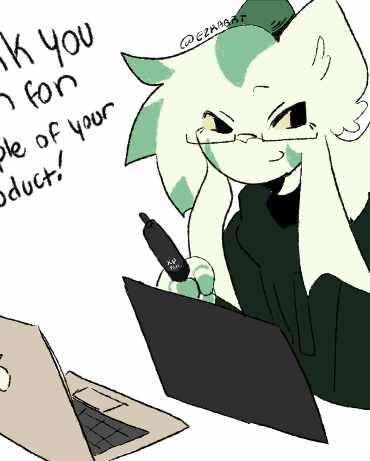 TikTok post by @e2raart for XPPen. Caption reads: god my stuttering was crazy, also the random....