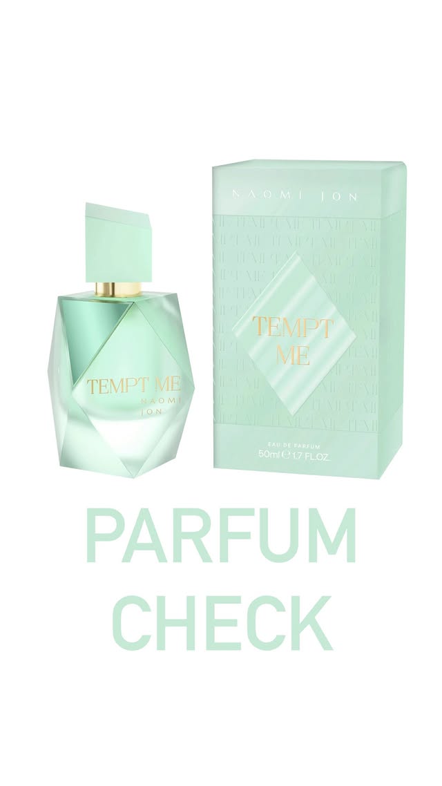 Instagram post by an influencer for Lifestyle Fragrance & Beauty. Caption reads: Parfum Check 🧐 Naomi Jon „Tempt Me“ #pistachio....