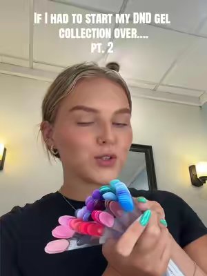 TikTok post by @haley_morey_moen for DND Gel. Caption reads: @DNDGel staples!!! Starting your collection is....