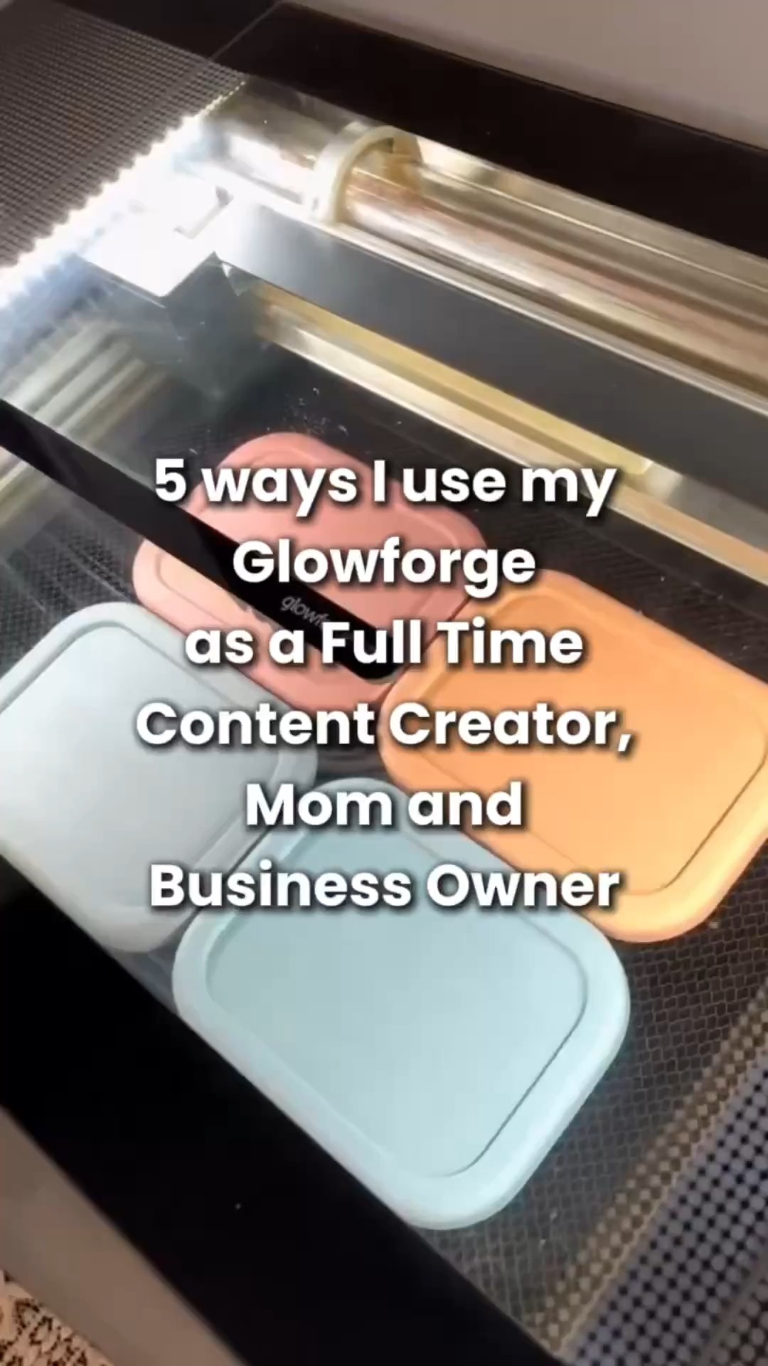 Instagram post by @fabidesignstudio for Glowforge. Caption reads: ✨Behind the scenes of a laser-powered life!....