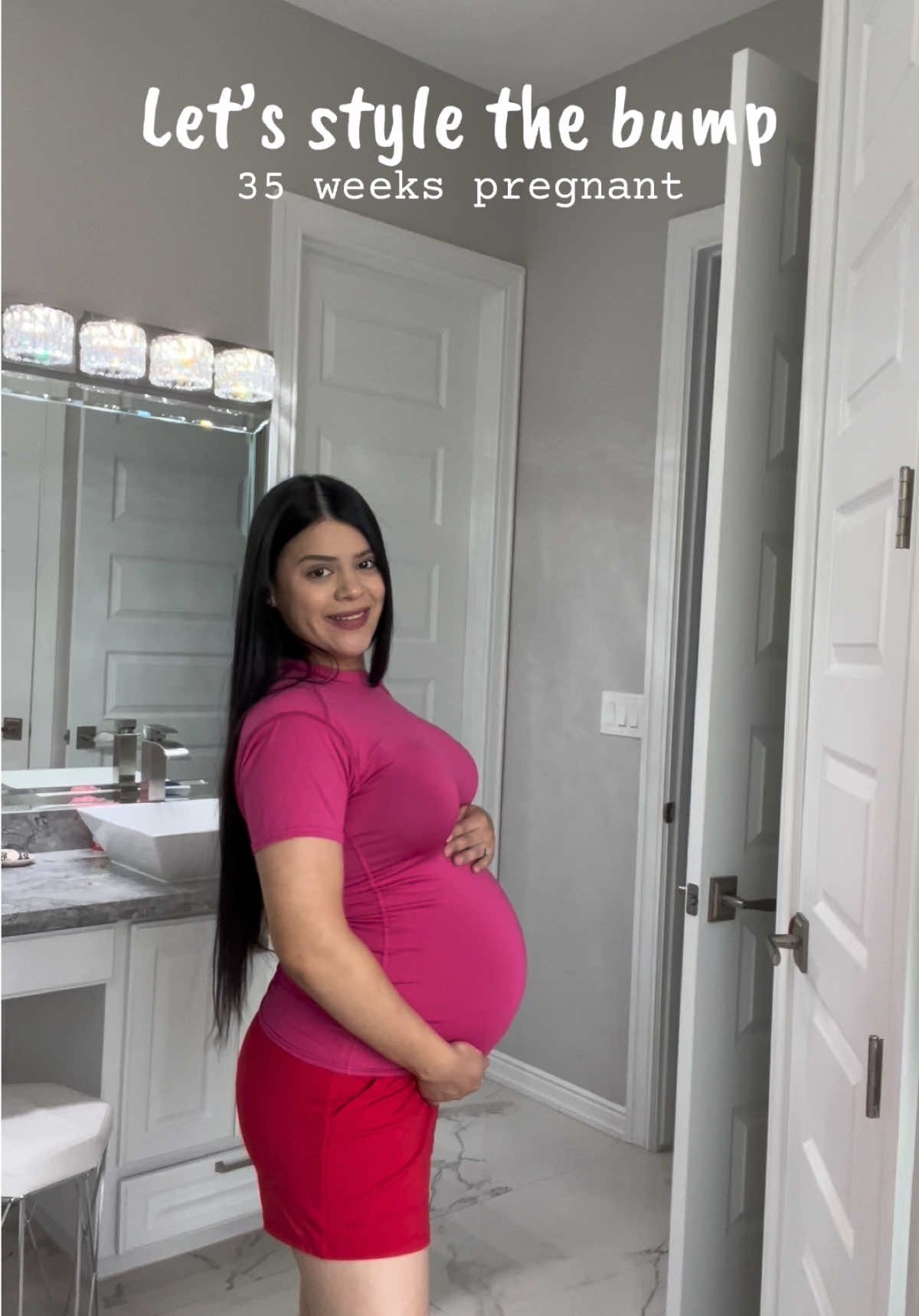 TikTok post by @ameeleigh6 for Poshdivah. Caption reads: [...] last few weeks with my belly. 🥹🤰🏻🤍....
