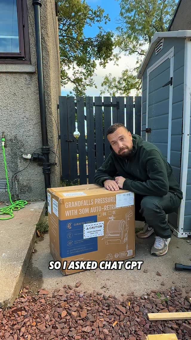 Instagram post by @dodgygardener for Giraffe Tools. Caption reads: Aye aye legends 🤖 | I’ve finally found a pressure....