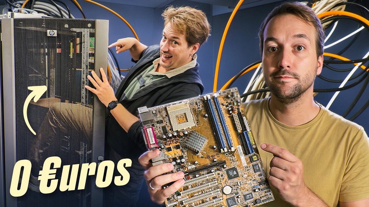 YouTube post by @lesfrerespoulain for Thingiverse. Caption reads: 24 hours to completely redo the SERVER ROOM!.