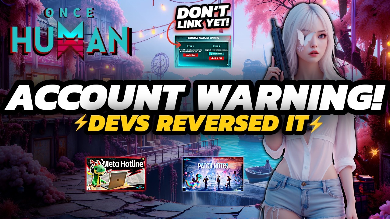 YouTube post by @EUTOPIATTV for Stellar Blade. Caption reads: Once Human Update - Account Linking WARNING, Dev....