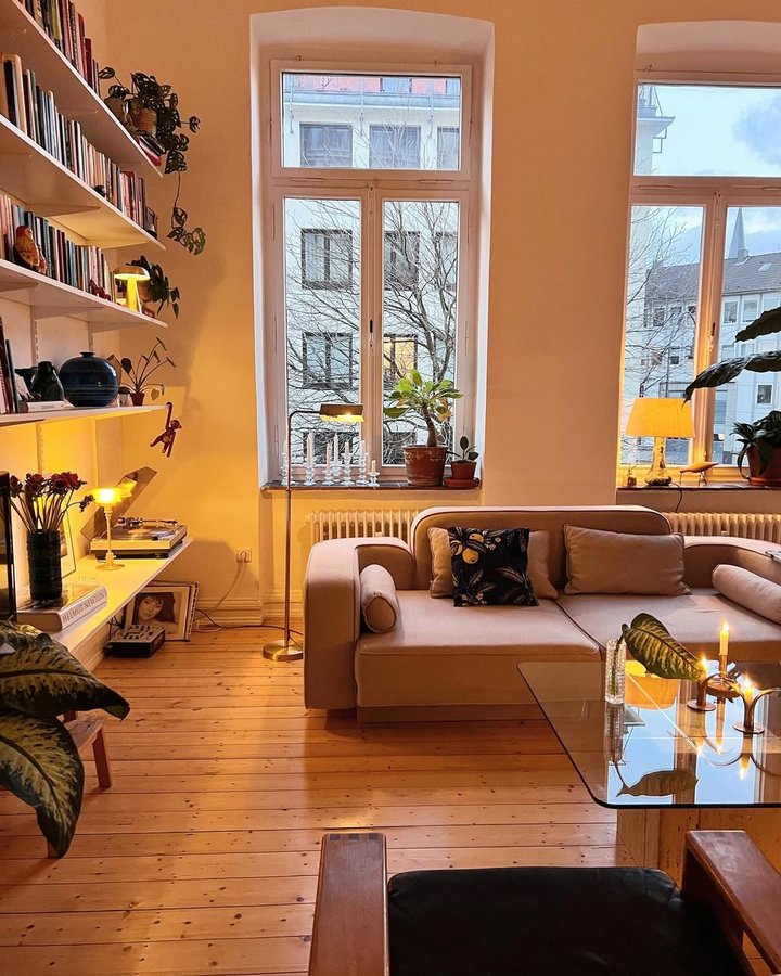 Instagram post by @a.start.of.something for Interior & More. Caption reads: golden light on a grey day… happy friday....