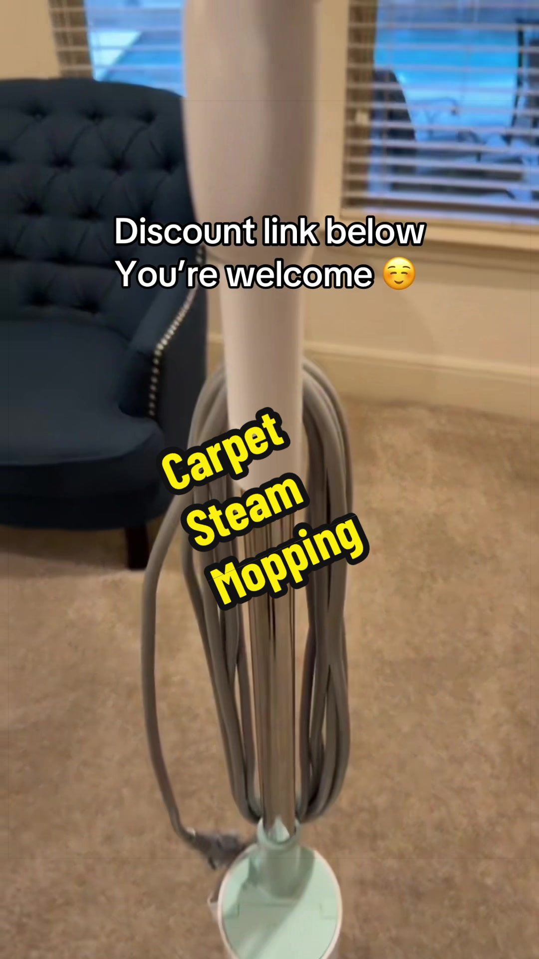 TikTok post by @ex0tic_divergent for Sweet Furniture. Caption reads: [...] steam mopping🤯 carpet saved @Sweet....