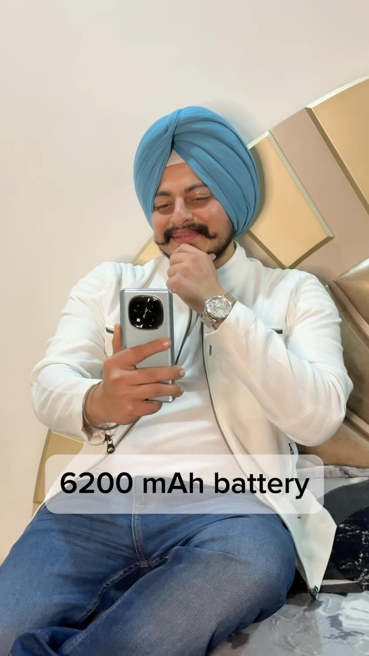 Instagram post by @gurpreet40 for Xiaomi India. Caption reads: When the journey gets long RedmiNote14Pro+5G keeps....