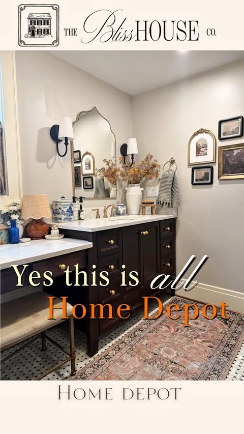 Instagram post by @theblisshouseco for The Home Depot. Caption reads: Follow & mention SHOP for links! Home Depot has....