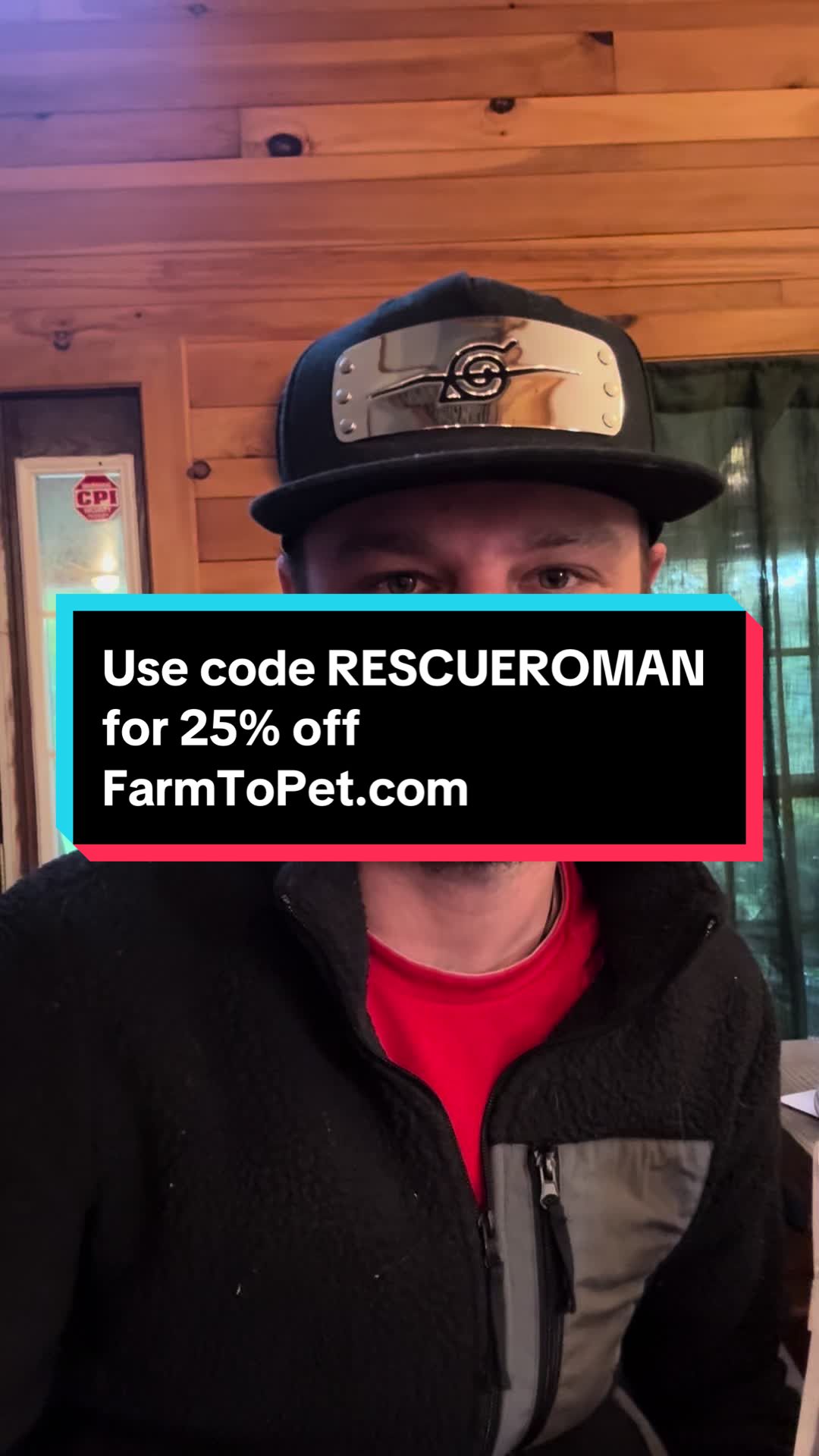 TikTok post by @markontheranch for Farm to Pet. Caption reads: [...] for 25% off at check-out when shopping....