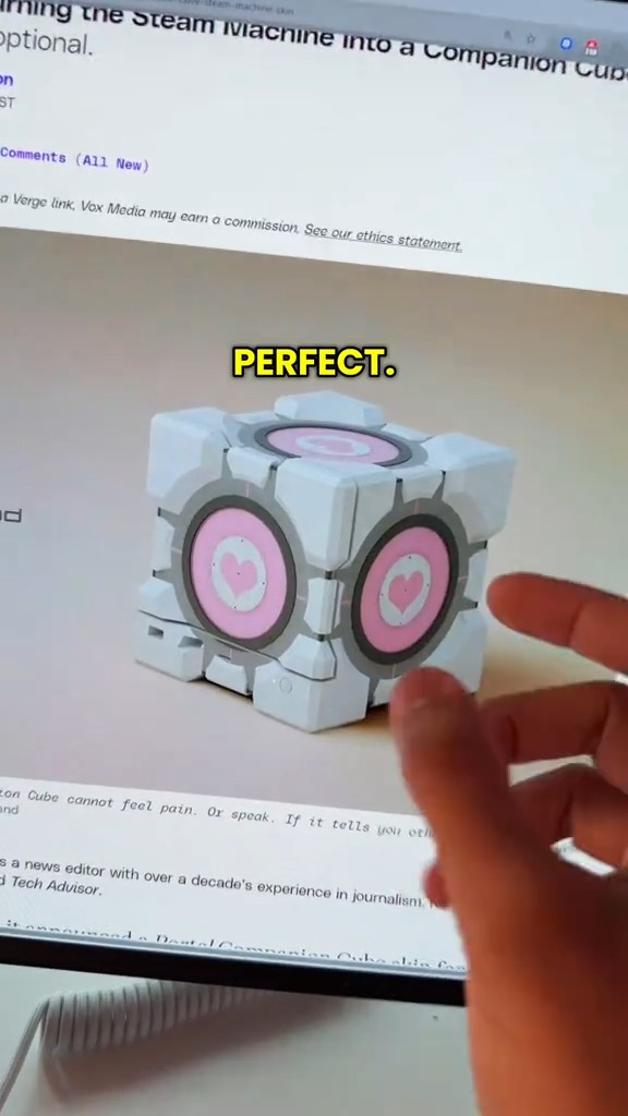 Instagram post by @carterpcs_ for Dbrand. Caption reads: @dbrand already made a Companion cube skin for the....