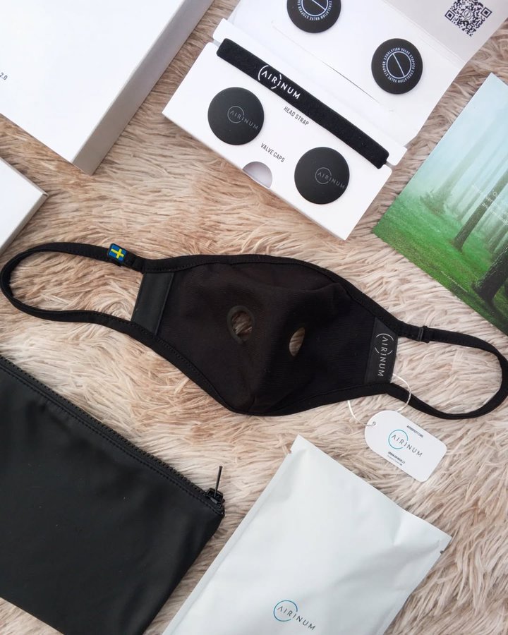 Instagram post by @itsmjsanpedro for AIRINUM. Caption reads: [...] 𝗨𝗿𝗯𝗮𝗻 𝗔𝗶𝗿 𝗠𝗮𝘀𝗸 𝟮.𝟬 from....