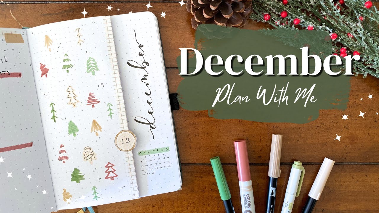 YouTube post by @anabruns for Archer and Olive. Caption reads: PLAN WITH ME!🌲December Bullet Journal Set Up |....