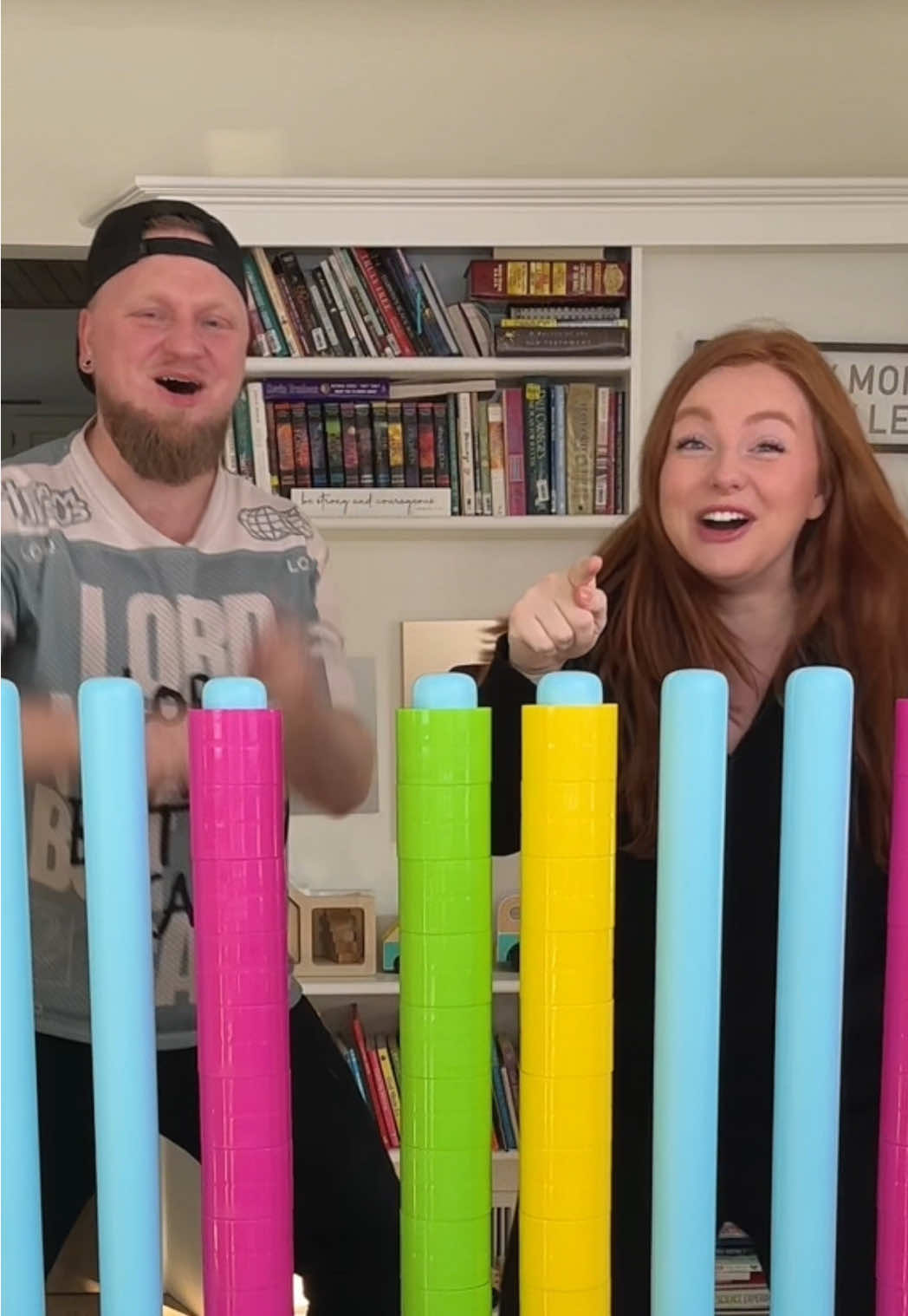 TikTok post by @hannahandregal for What Do You Meme?. Caption reads: We got 2 so we could challenge each other!! Giant....
