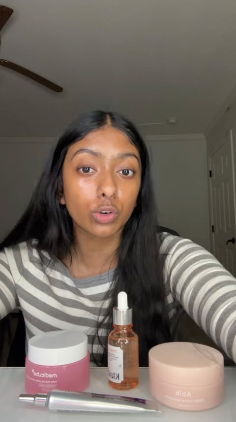 Instagram post by @anikadubeyy for Dear, Klairs US. Caption reads: grwm things i use to be insecure abt😂 all PDRN....
