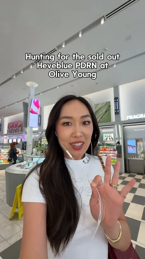 Instagram post by @veraa.vlogs for HEVEBLUE. Caption reads: [...] best selling PDRN combo @oliveyoung_us....