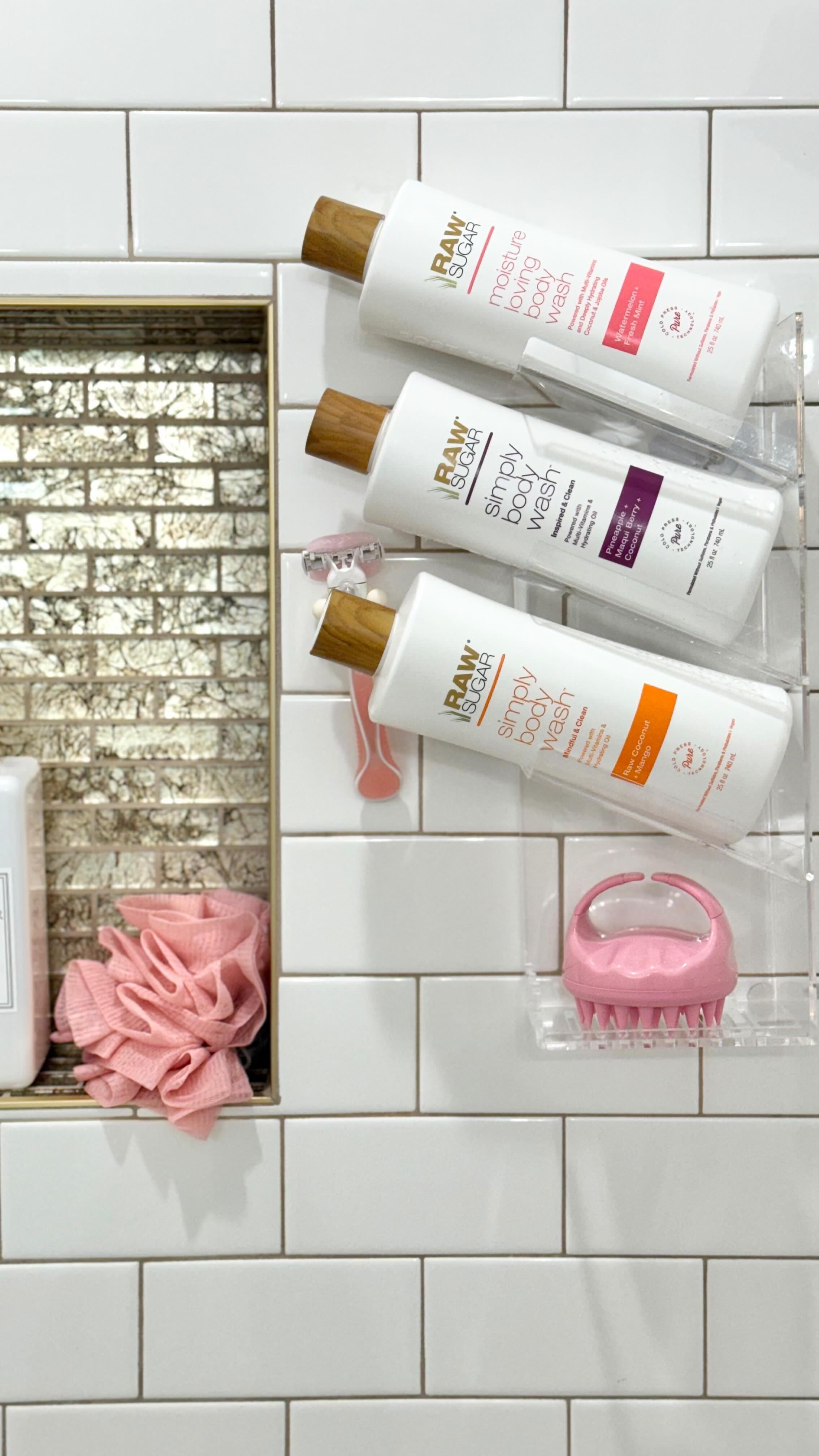 Instagram post by @everything.envy for Raw Sugar Living. Caption reads: restock my hair care essentials with me🧴

Shower....