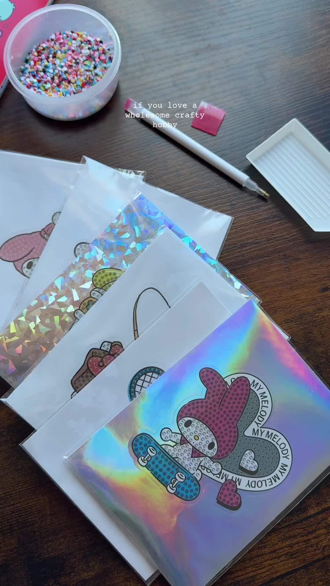 TikTok post by @jaysnailedit for Craft Buddy. Caption reads: @Craft Buddy UK X Sanrio ! 🐱🐸🐰💖 [...].