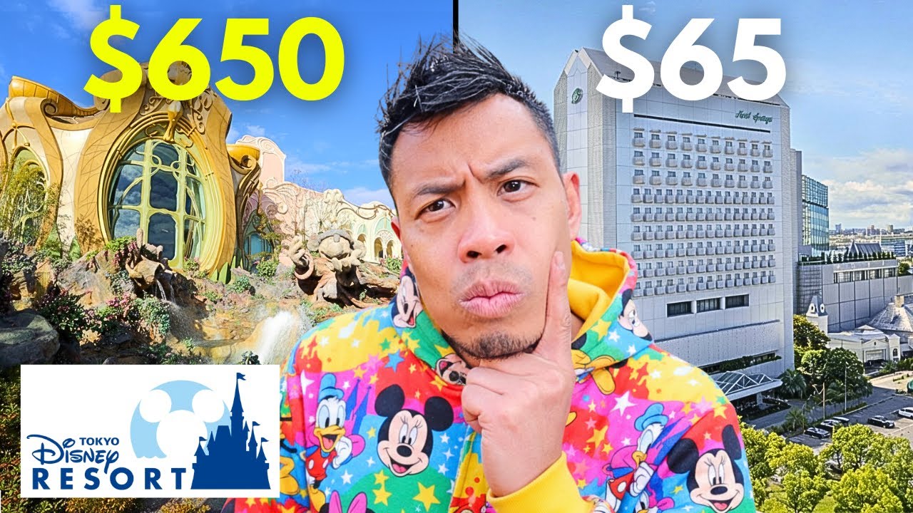 YouTube post by @PaolofromTOKYO for agoda. Caption reads: Staying at $650 Tokyo DisneySea Fantasy Springs vs....