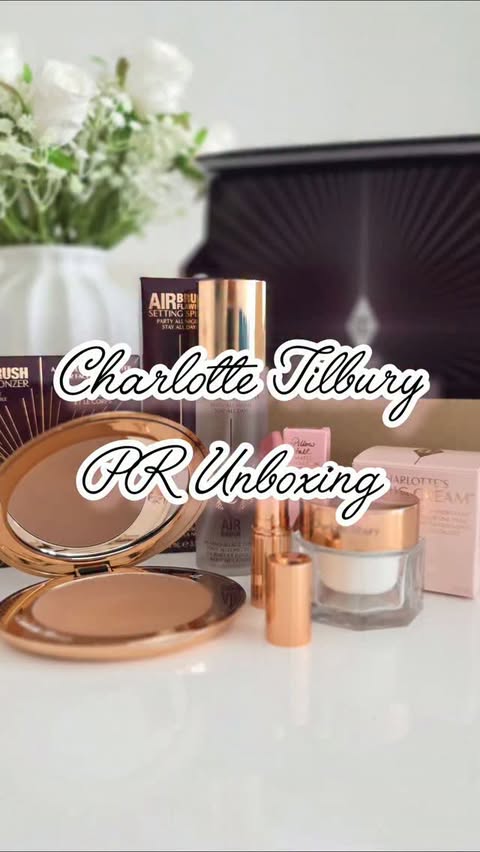 Instagram post by @madame_keke for Charlotte Tilbury. Caption reads: Werbung ✨ PR Unboxing from @charlottetilbury ✨ A....