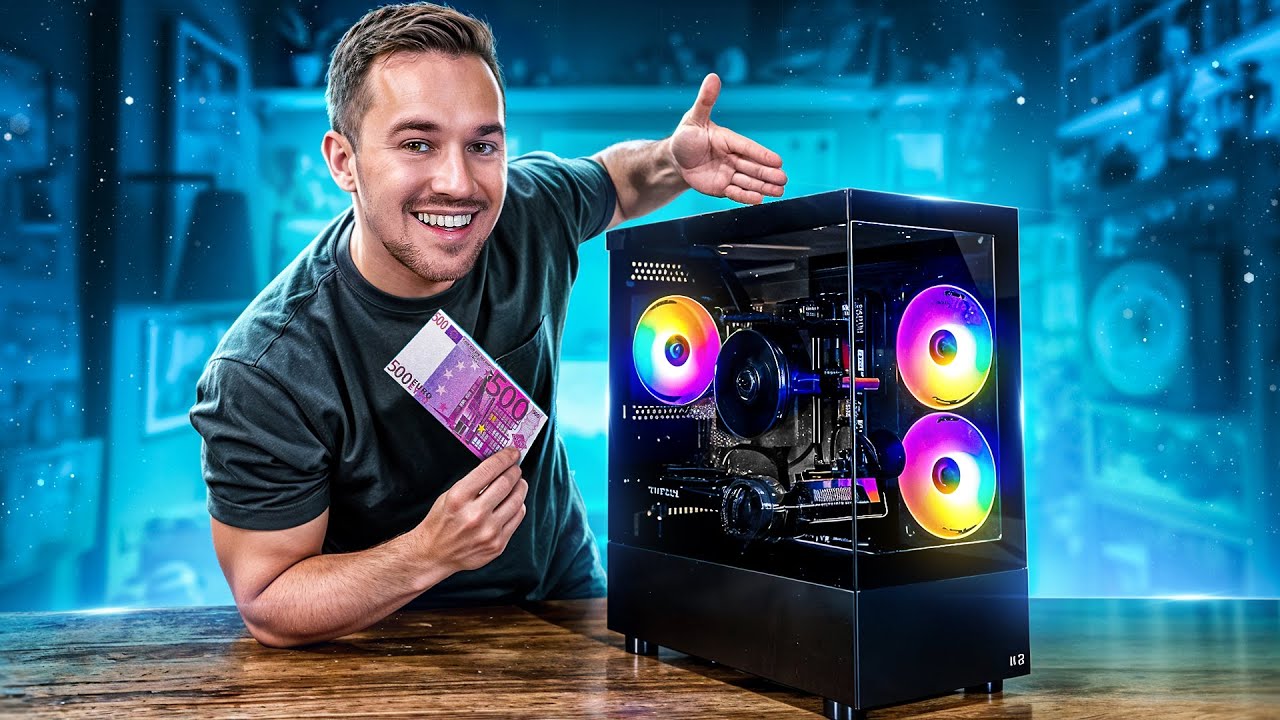 YouTube post by @YadaClash for leboncoin. Caption reads: Building a €500 gaming PC, still possible in 2025?....