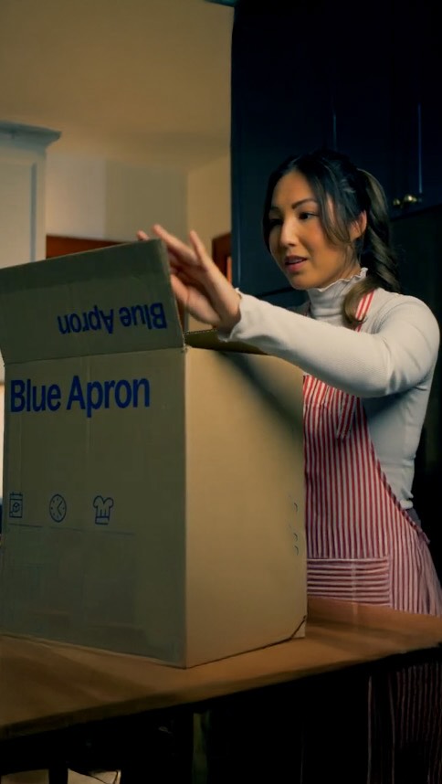 Instagram post by @mj.photo.studio for Blue Apron. Caption reads: [...] is our game. 🎥 Recent work for @blueapron....