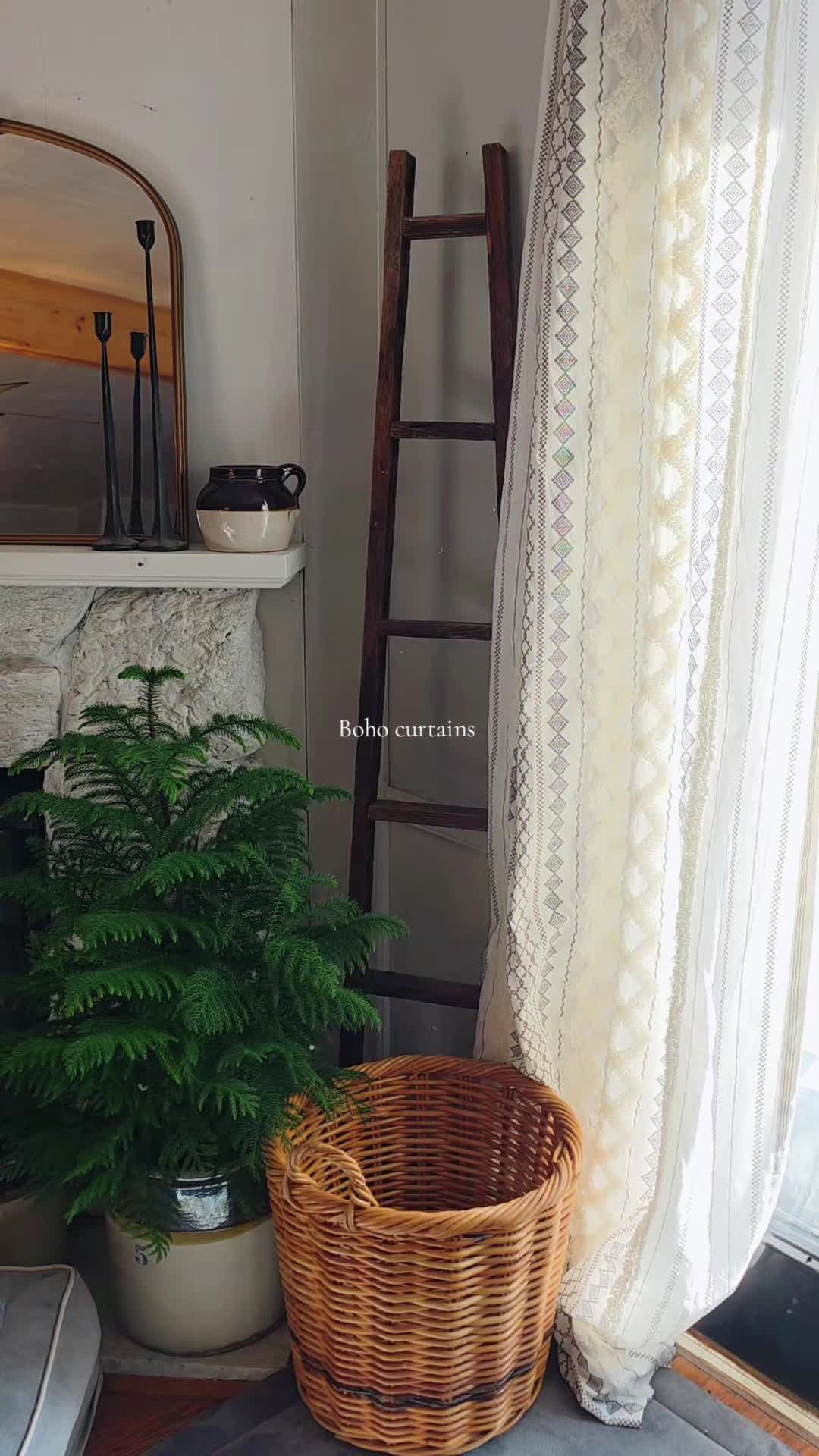 TikTok post by an influencer for Livnco. Caption reads: @LIVNCO. #bohocurtains #curtains [...].