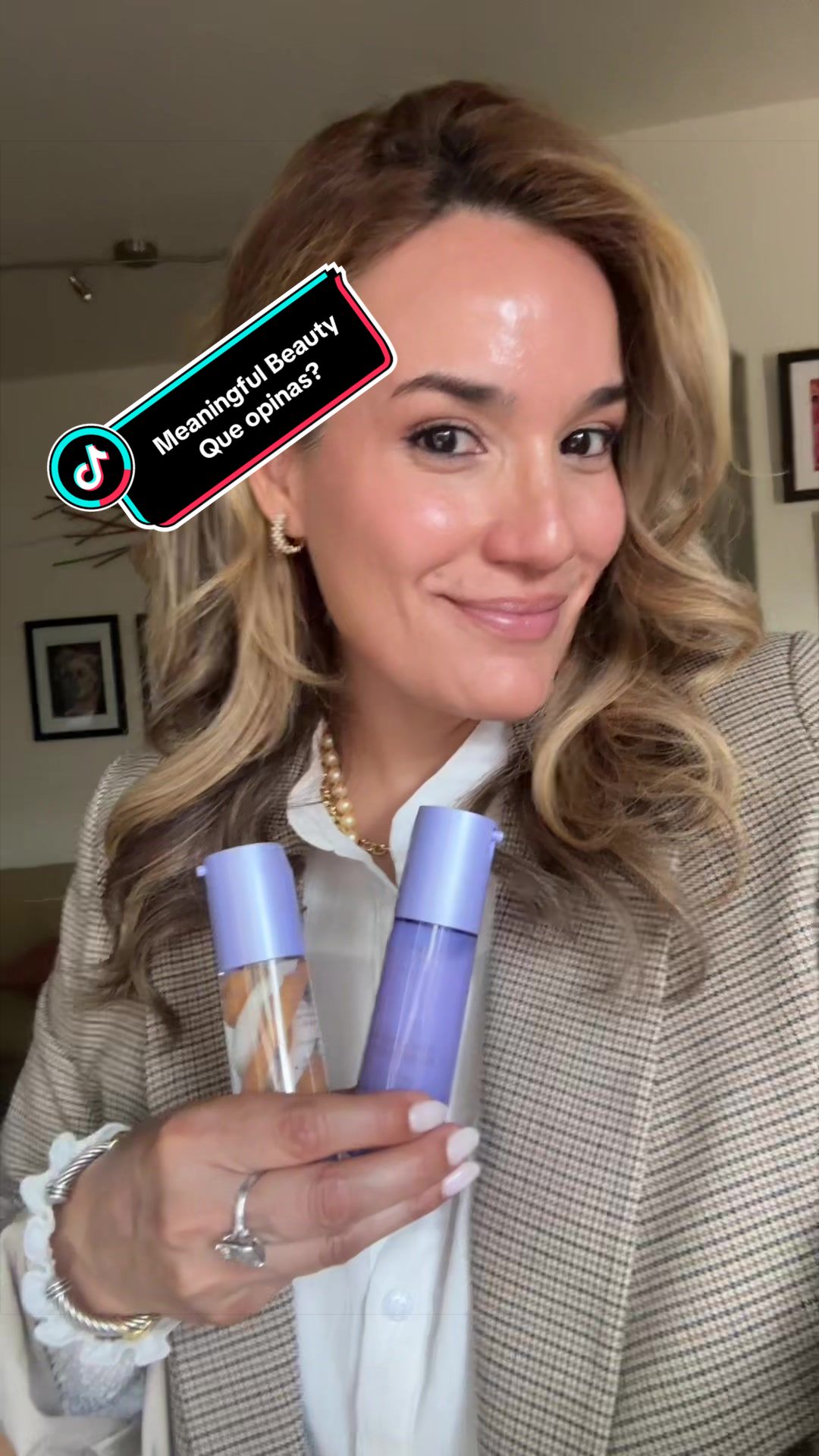 TikTok post by @alejandrafjordan for Meaningful Beauty. Caption reads: [...] #over50 #serum #pielmadura #meaningfulbeauty....