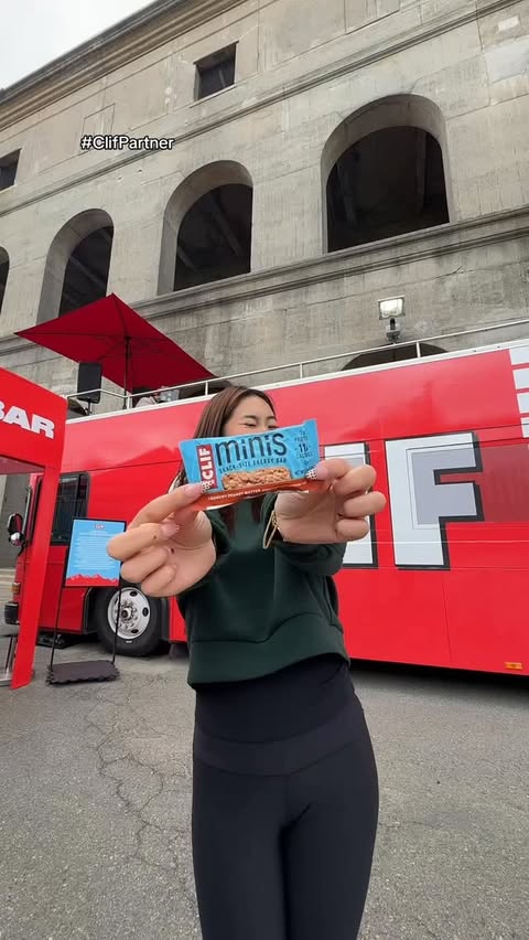 Instagram post by @jenyyng for CLIF BAR. Caption reads: [...] this video!! i stopped by the CLIF Bar Bus....