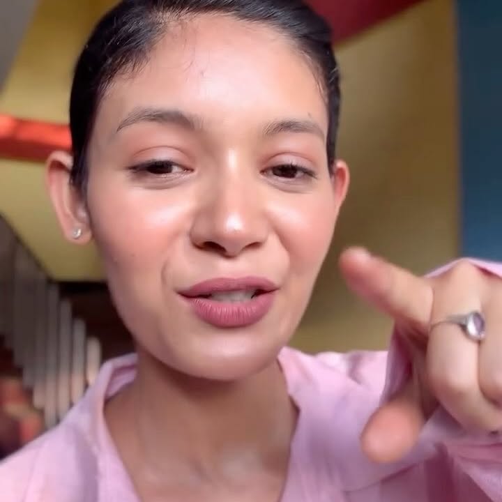 Instagram post by @richachetryofficial12 for HK Vitals. Caption reads: I get so many DMs asking about my skincare routine....
