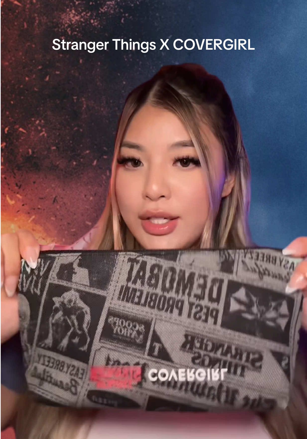 TikTok post by @joyceful_tingles for Covergirl. Caption reads: #ad Serving Upside Down energy 🔦👁 with....