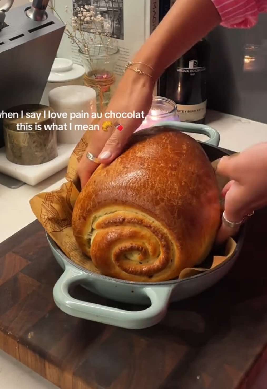 TikTok post by @missbdutra for Krustic. Caption reads: [...] love language… this is what i mean 🥐🍫....