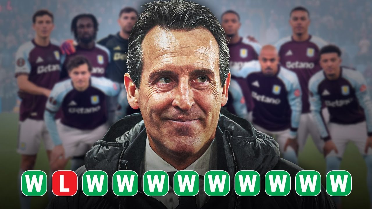 YouTube post by @leestartv for MUSINSA. Caption reads: Emery's Villa, on a nine-game winning streak, are....