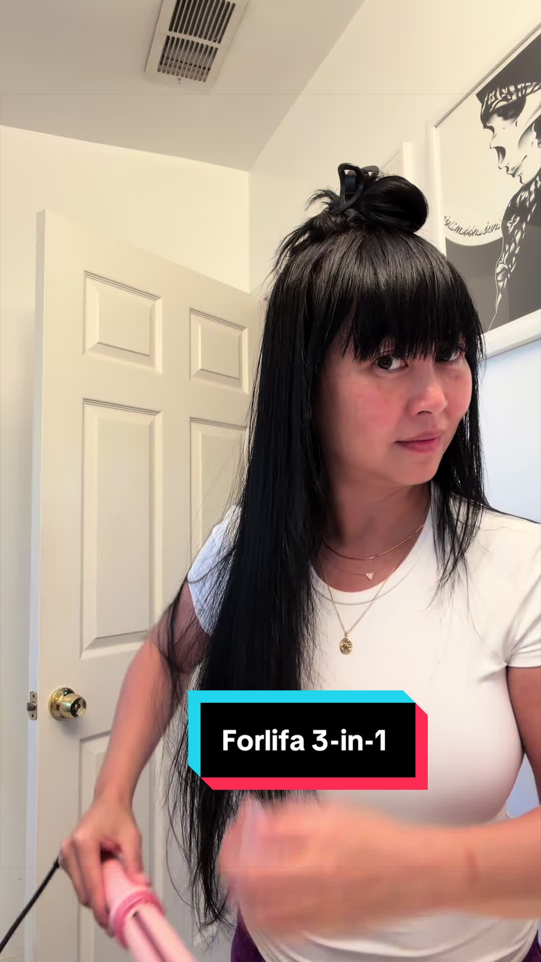 TikTok post by @midlifememoiresofeva for Forlifa. Caption reads: [...] #hairstyling #aprilstockup #3in1 #forlifa....