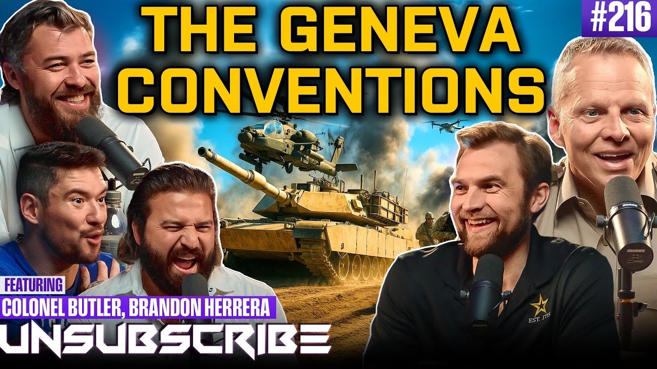 YouTube post by @unsubscribepodcast for AdamAndEve.com. Caption reads: The Pentagon Pays Unsub A Visit ft. Colonel Butler....
