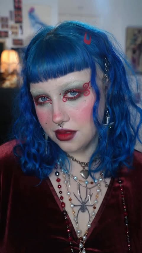 Instagram post by @pippambarnes for Kaleidos Makeup. Caption reads: whimsical makeup idea for christmas‧₊˚🎄✩....