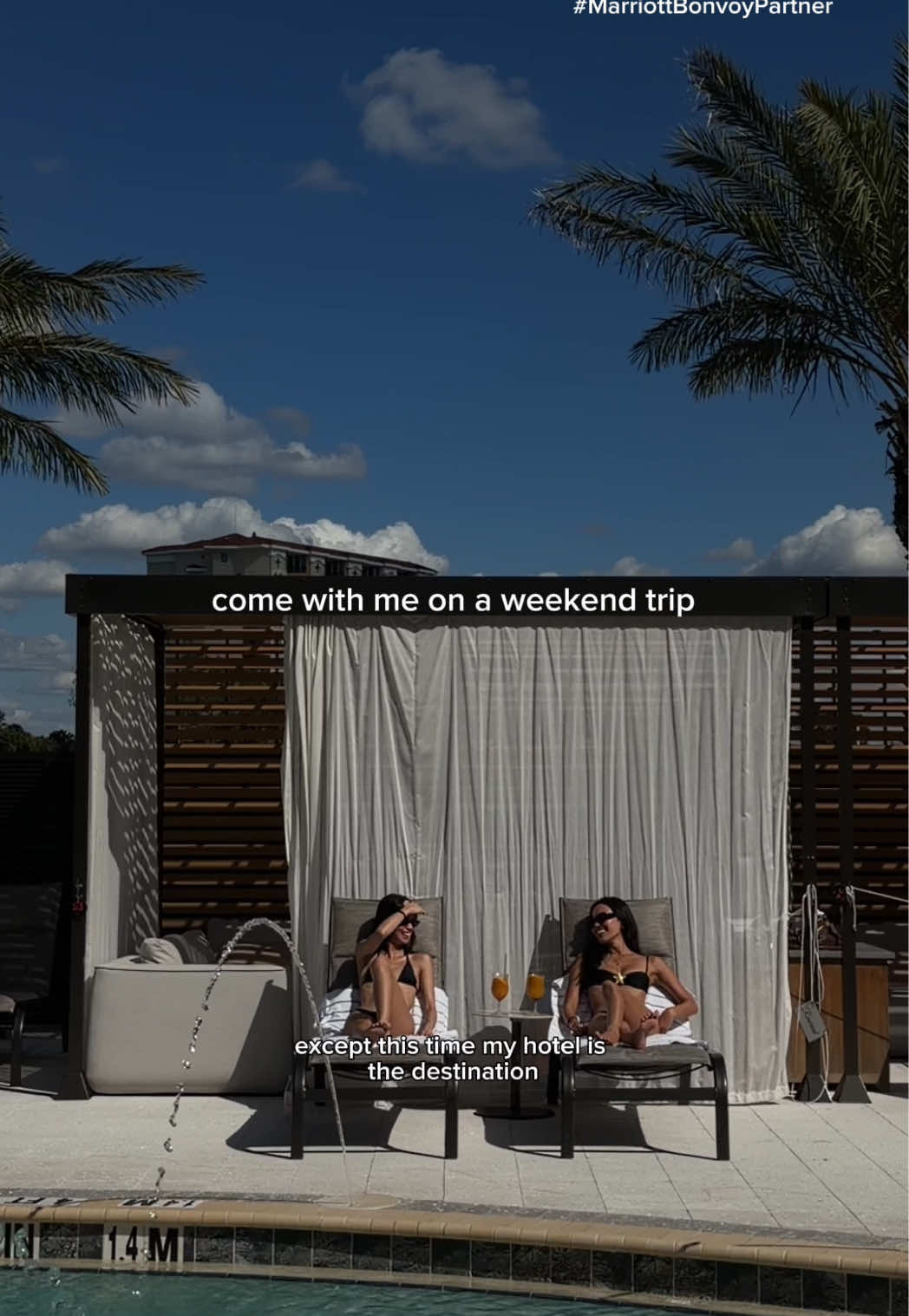 TikTok post by @marstruck for Marriott Bonvoy. Caption reads: #MarriottBonvoyPartner my 48-hour staycation in....
